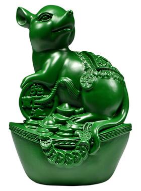 实木质十二生肖鼠雕刻家居装饰品