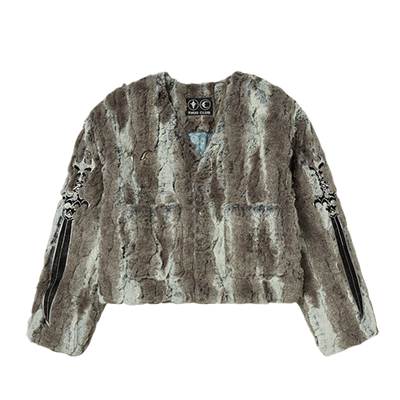 ThugClub24fw毛绒迷彩圣剑开衫