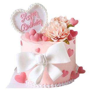 网红复古烛台女神生日蛋糕装饰摆件爱心珍珠生日快乐玫瑰花插件