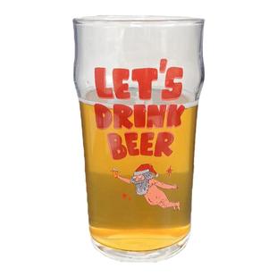 黄金大劈叉圣诞节精酿啤酒杯礼物大容量加厚耐热玻璃杯品脱杯