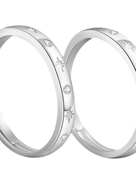 满天星纯银925夜光情侣戒指时尚百搭款星星戒环ins情人节礼物对戒