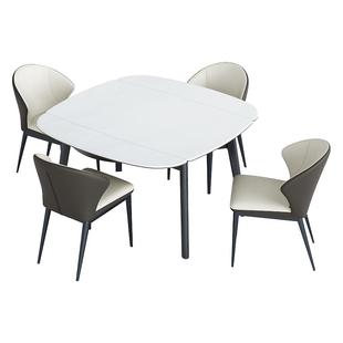 全友家居意式极简微晶石餐桌客厅家用多功能折叠吃饭桌子椅子组合