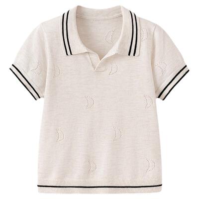 babylove宝宝t恤夏季薄款短袖上衣镂空百搭Polo衫儿童羊毛针织衫