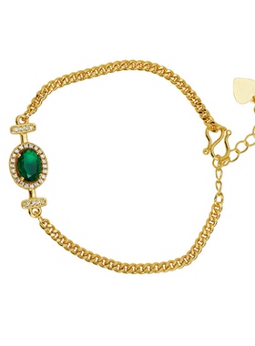越南沙金镶锆绿宝手链女款