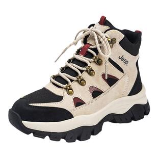Jeep女鞋户外徒步登山靴女防滑耐磨工装沙漠短靴子高帮马丁靴女款