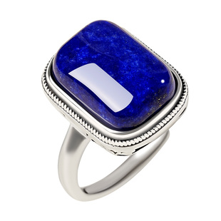 宫里上新青金石戒指女天然宝石复古开口指环正品纯银手饰生日礼物