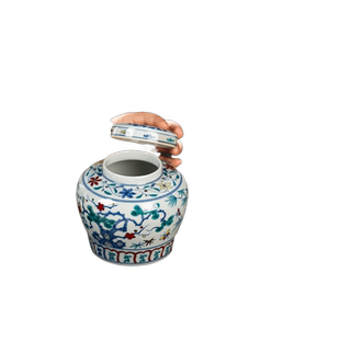 三勤堂景德镇陶瓷岁寒三友天字罐茶叶储物罐防潮密封S52043成化