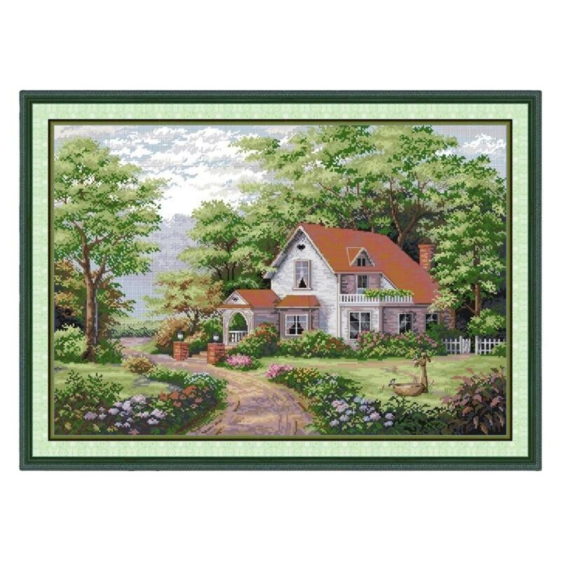 欧式田园风景乡村小屋别墅十字绣