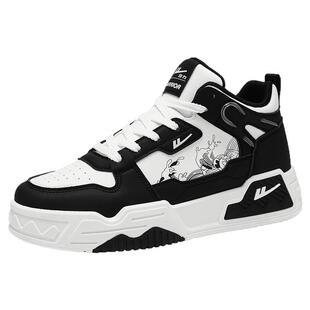 回力男鞋2026新款厚底高帮鞋黑白休闲板鞋男士潮牌皮面百搭运动鞋