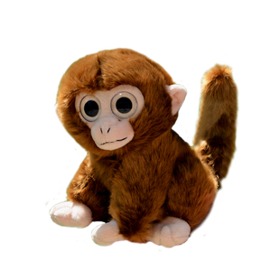 可爱大眼睛小猴子毛绒玩具棕色灰色仿真猴子玩偶公仔长尾巴猴玩偶
