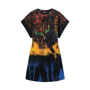 【LACROIX联名】Desigual26春夏新品抽象印花镂空编织设计连衣裙