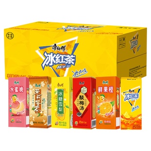 康师傅饮料250ml*24盒纸盒混合冰红茶橙汁茉莉蜜茶酸梅汤整箱批发