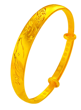 越南沙金手镯女开口龙凤手镯仿真金镯子拉伸新娘婚庆手环金色镯子