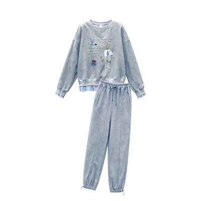 孕妇灰色套装春秋2025新款