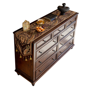 高端美式桌旗复古轻奢高级感中古风斗柜盖布茶几电视柜长条装饰布