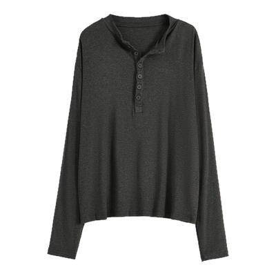 gagaopt纯色长袖半开领T恤