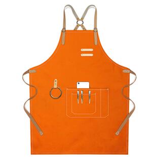 帆布围裙定制美发调酒师咖啡烘焙美甲时尚背带男士牛仔匠人工作服