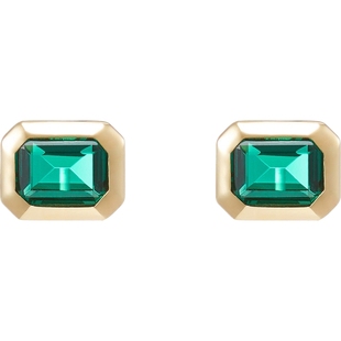 【折扣】NUMBERING 女绿色锆石镀金纯银耳环