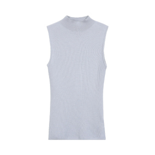 pusumede 智性衣橱 1OO羊毛半高领针织背心女修身外穿无袖上衣