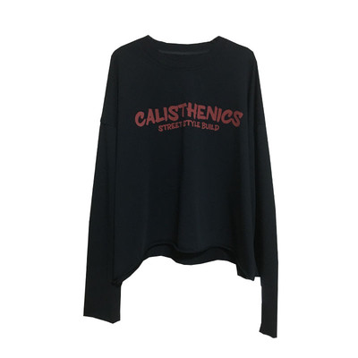 TYJR秋季新款2025韩版宽松圆领字母印花长袖短款T恤女上衣53830