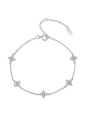 摩典S925纯银四叶草闪钻手链女