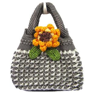 手提蜂窝编织包 手工包毛线订制钩针玩偶家居花朵钩编女包民族风
