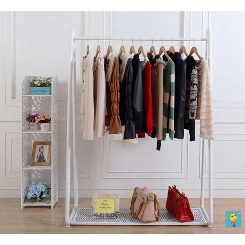 包邮晾衣架加粗加厚室内晒架阳台挂衣架落地铁艺折叠晾衣架单杆式