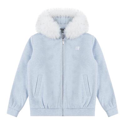 FDR官方店 呢料挺括毛领加厚蓝色卫衣男款连帽2025新款冬外套女