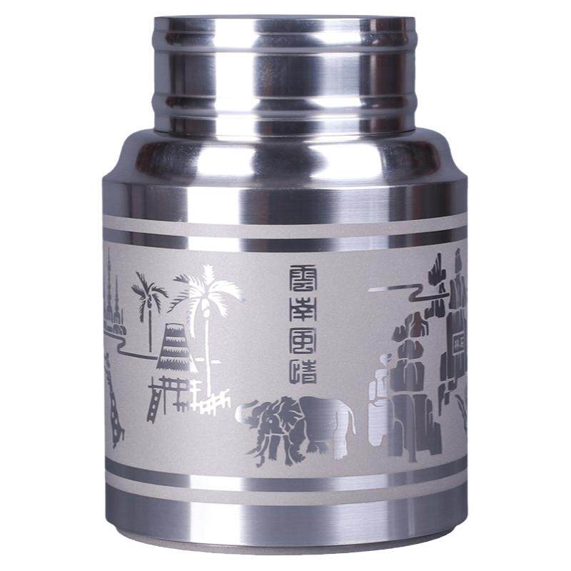 手工999纯锡茶叶罐大号红河情
