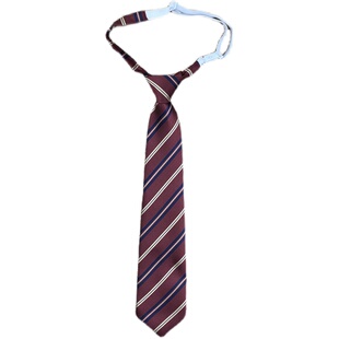 h牌赤绀金领带领结JK/DK日系校园风男女同款免打拉链式酒红条纹潮