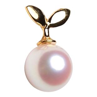 18K金小豆芽日本AKOYA天然海水珍珠吊坠项链单颗阿古屋正品女气质