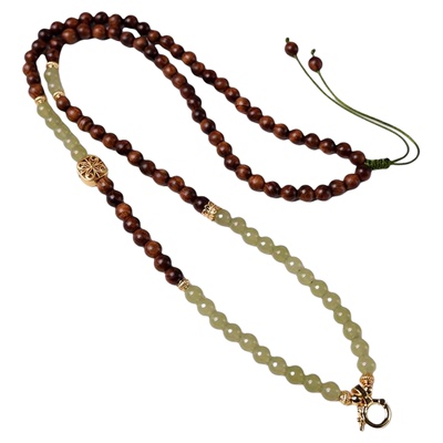 泰国佛牌链子唐卡挂绳黑花梨碧玉镶钻快拆扣新中式黄金玉石项链