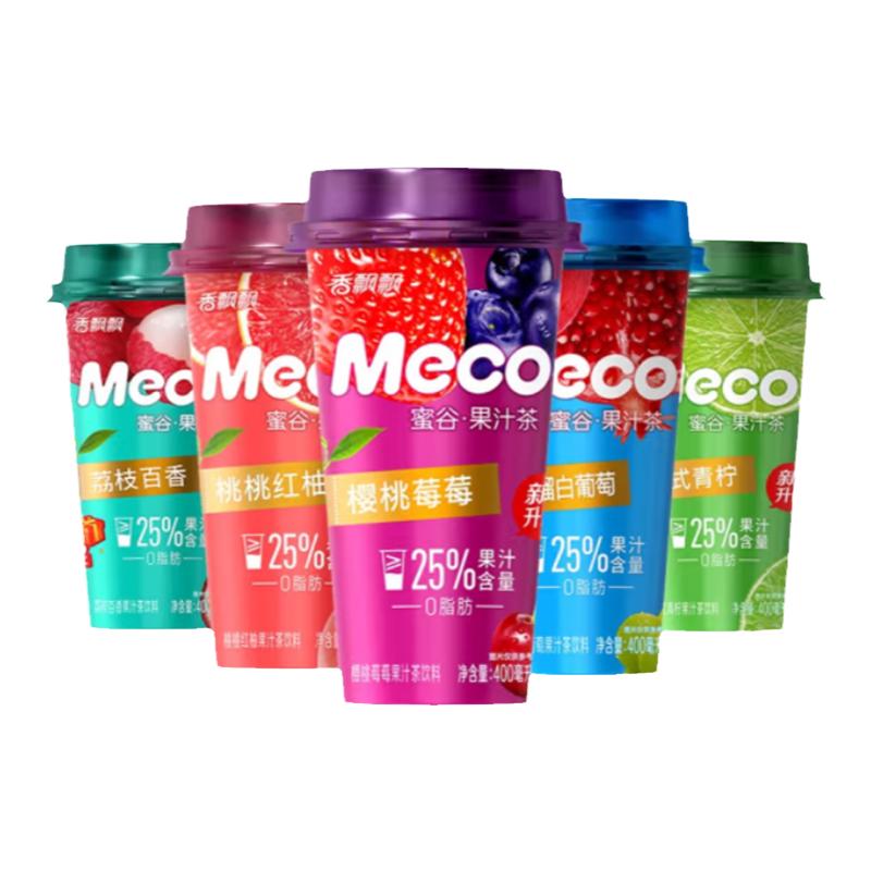 香飘飘Meco蜜谷果汁茶饮料400ml*6杯青柠桃桃红柚水果茶网红即饮