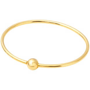 弥高18K黄金圆珠光面圆管空心手镯k金正品螺丝款手环手饰