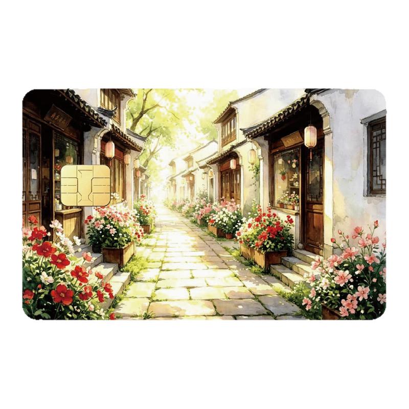 中式国风水彩古街古镇皮肤卡贴