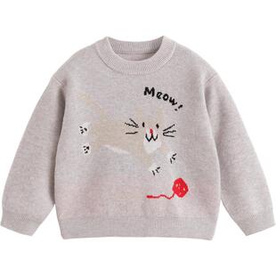 马克珍妮男童小动物宽松绵羊毛针织衫儿童毛衣宝宝秋冬新款241768