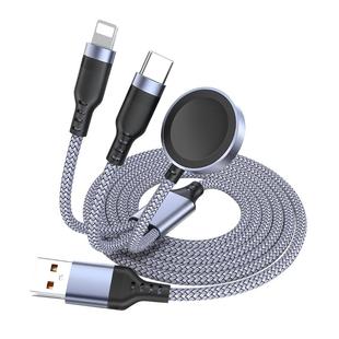 萨科雷一拖三PD100W60Wtypec超级快充数据线适用苹果华为三星iwatch手表无线充小米VIVOPPO手机充电线加长3米