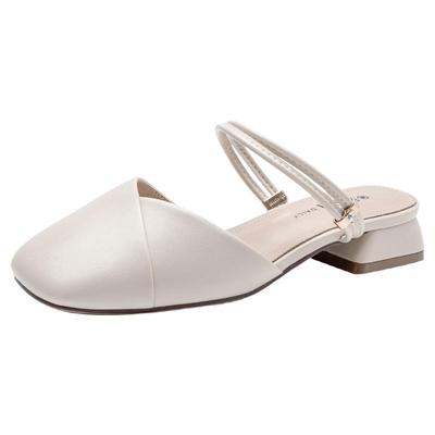 大东包头半拖鞋女款外穿2025新款夏季粗跟外穿两穿凉鞋软底穆勒鞋