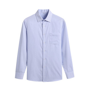 加绒加厚白竖纹衬衫女长袖秋冬保暖工作服职业工装蓝白条纹衬衣寸