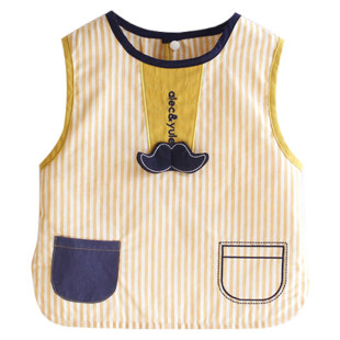 儿童罩衣围裙纯棉防水宝宝围兜饭兜婴儿无袖护衣小孩背心式反穿衣