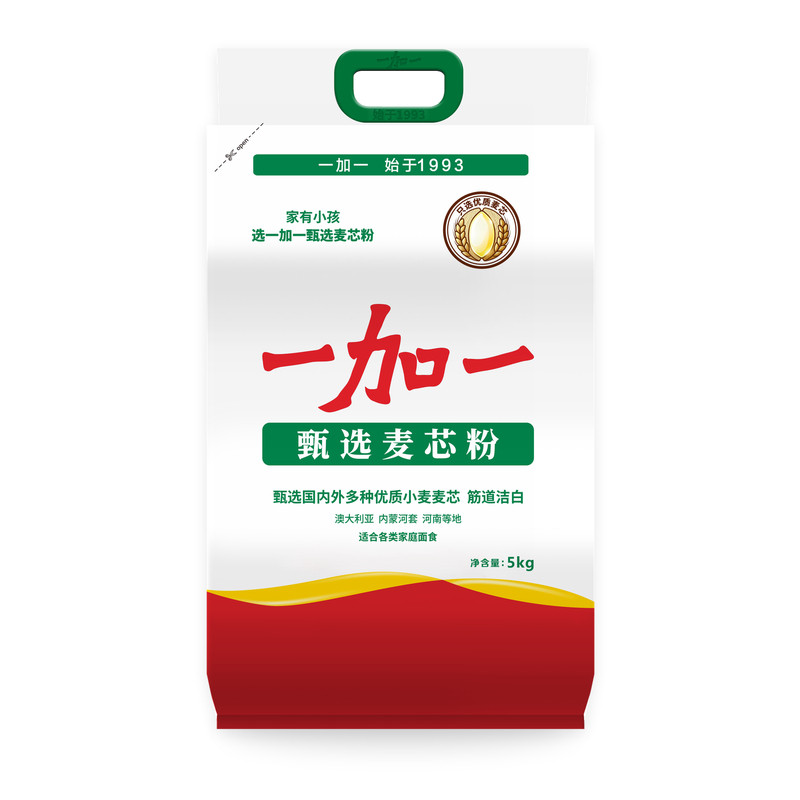 一加一甄选麦芯粉5kg手提装家用面粉 饺子用小麦粉 馒头包子适用