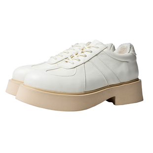 原创德训鞋男款增高里外全真皮白色鞋子百搭2025春新款运动皮鞋潮