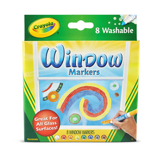 绘儿乐Crayola玻璃光面专用马克笔可水洗窗户彩绘涂鸦记号笔8色