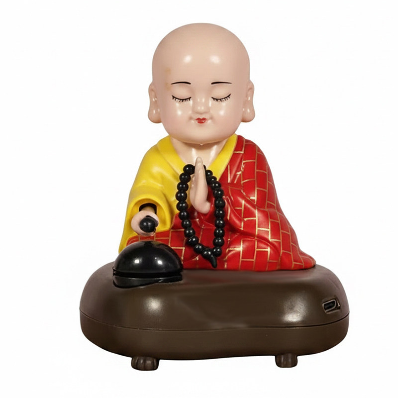 充电自动点头敲木鱼小和尚摆件