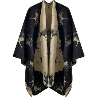 银杏叶披肩女秋季2025新款民族风新中式复古披风围巾旗袍外搭斗篷