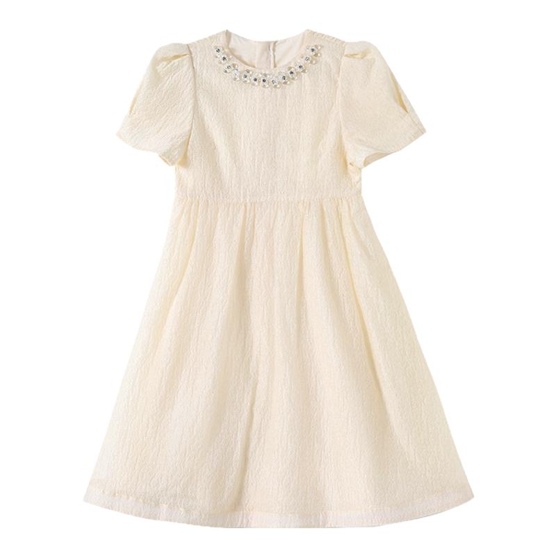 女童珍珠领口公主裙生日衣服夏季