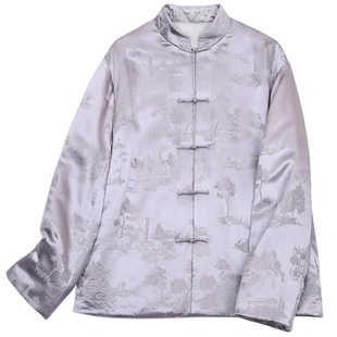 真丝交织提花缎冬棉衣女上衣冬新中式复古改良唐装女夹棉服外套女