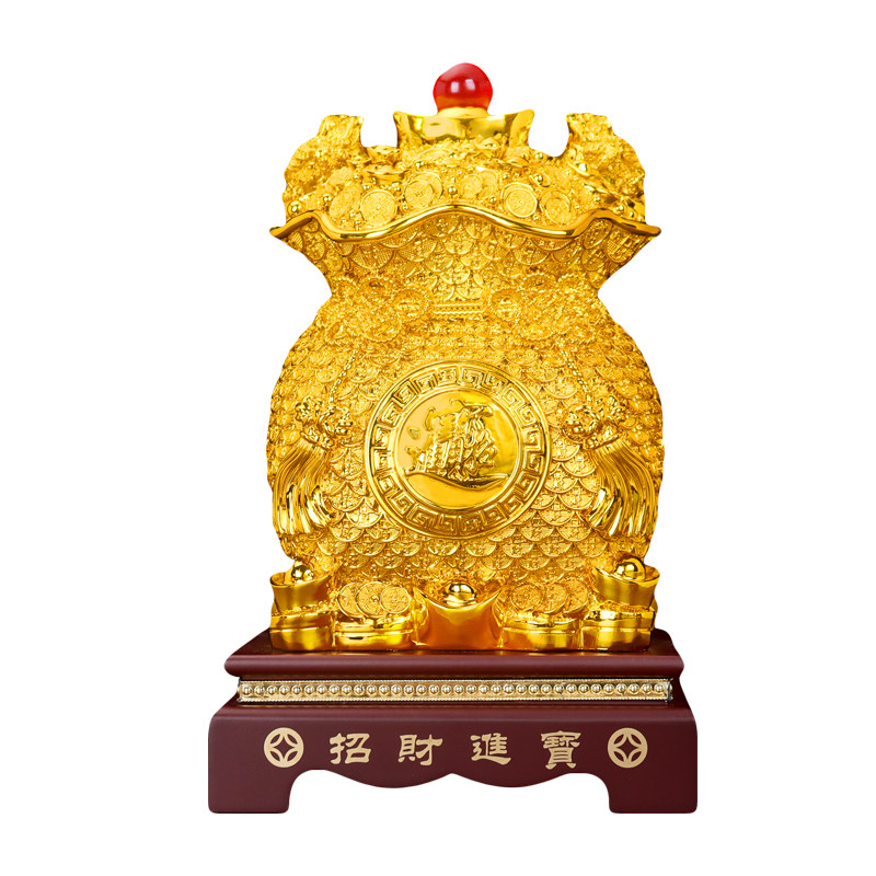 招财进宝钱袋黄金袋摆件金蟾元宝家居客厅乔迁店铺公司开业送礼品