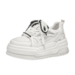 真皮小白鞋女2026新款春季厚底女鞋个性撞色双鞋带运动松糕底板鞋