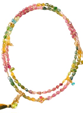 彩碧玺多层多彩手链流苏